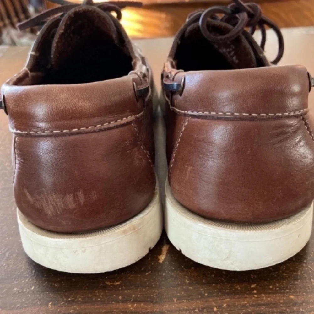 Bass Brown Leather Deck Boat 80s Shoes Vintage Preppy Size 7.5 Seafarers